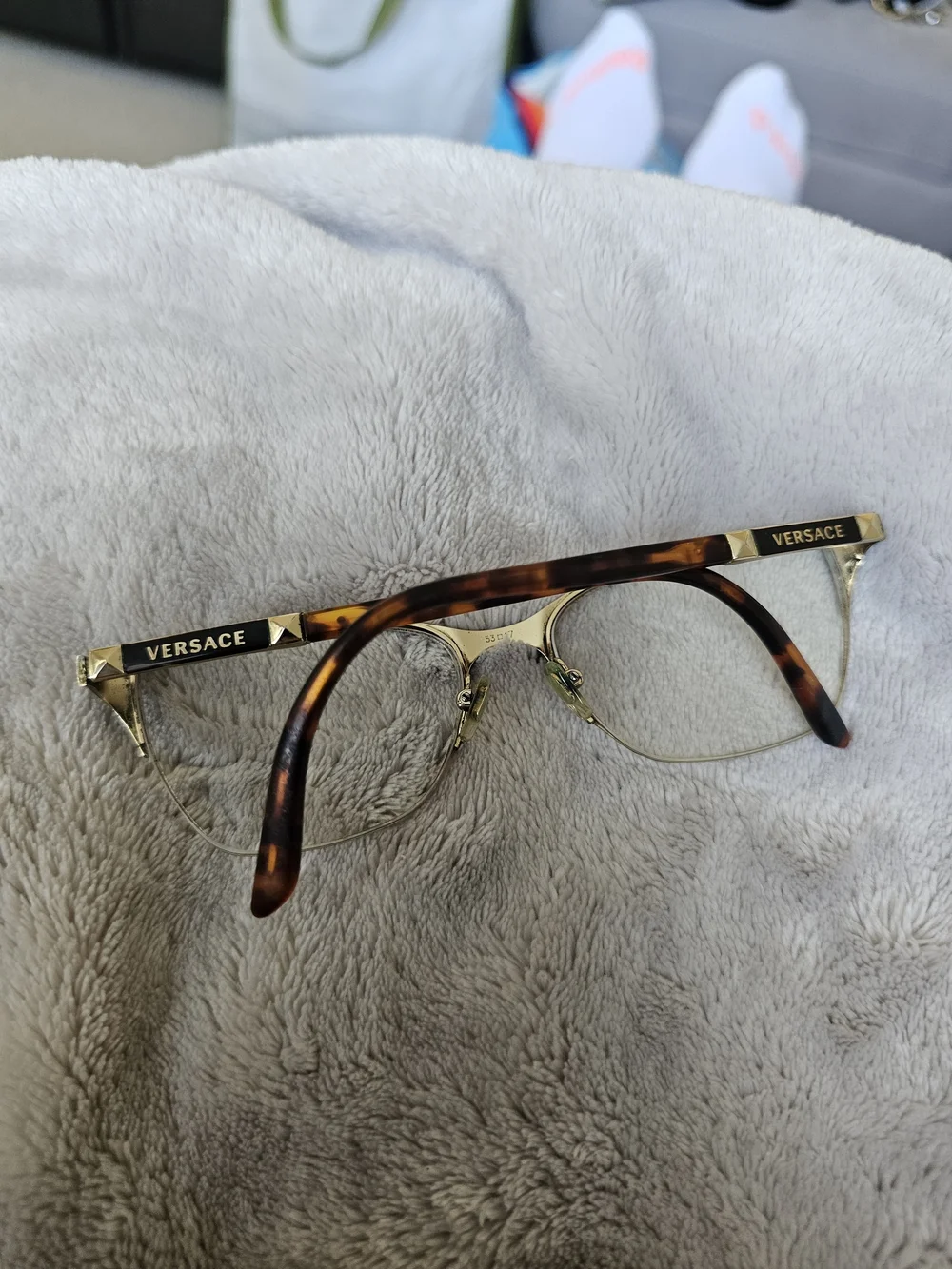 Versace VE1218 semi-rimless cat-eye eyeglasses